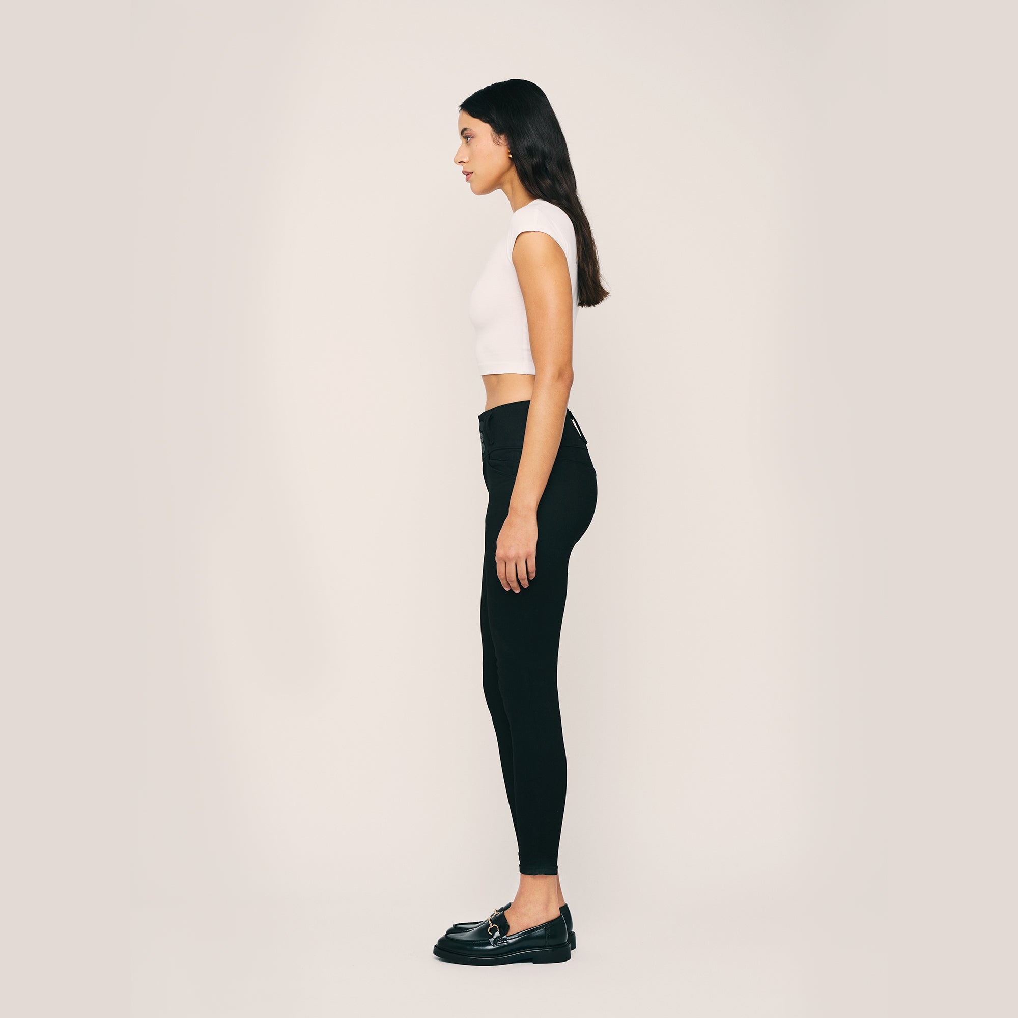 Image of High Waisted Straight Distressed Jeans. Style 1005