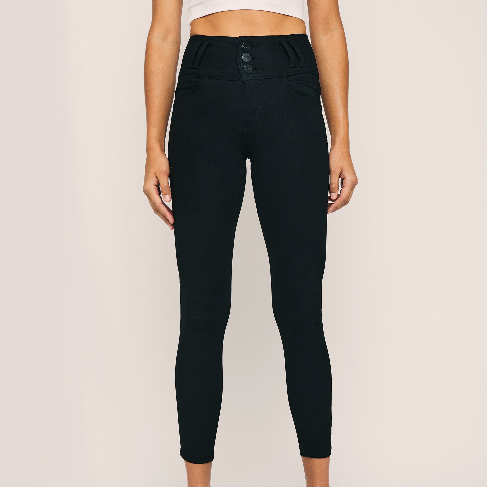Image of High Waisted Straight Distressed Jeans. Style 1005