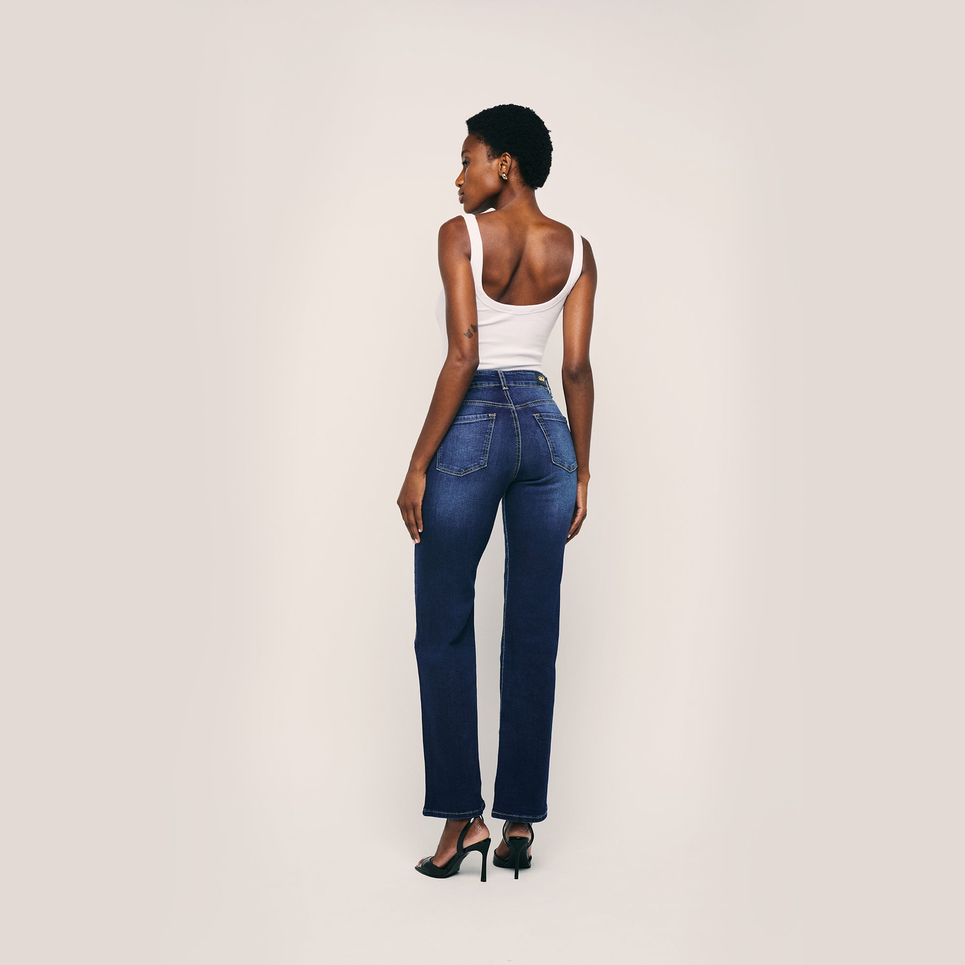 High-Waisted Straight Jeans Wide-Leg Casual Denim Pants. Style 1001