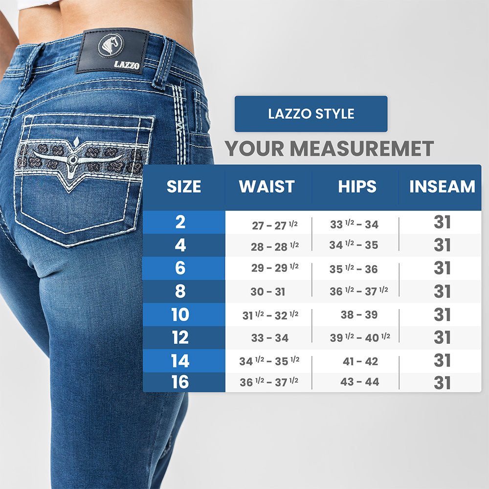 Image of Lazzo style 307 Floral Western Style Jeans