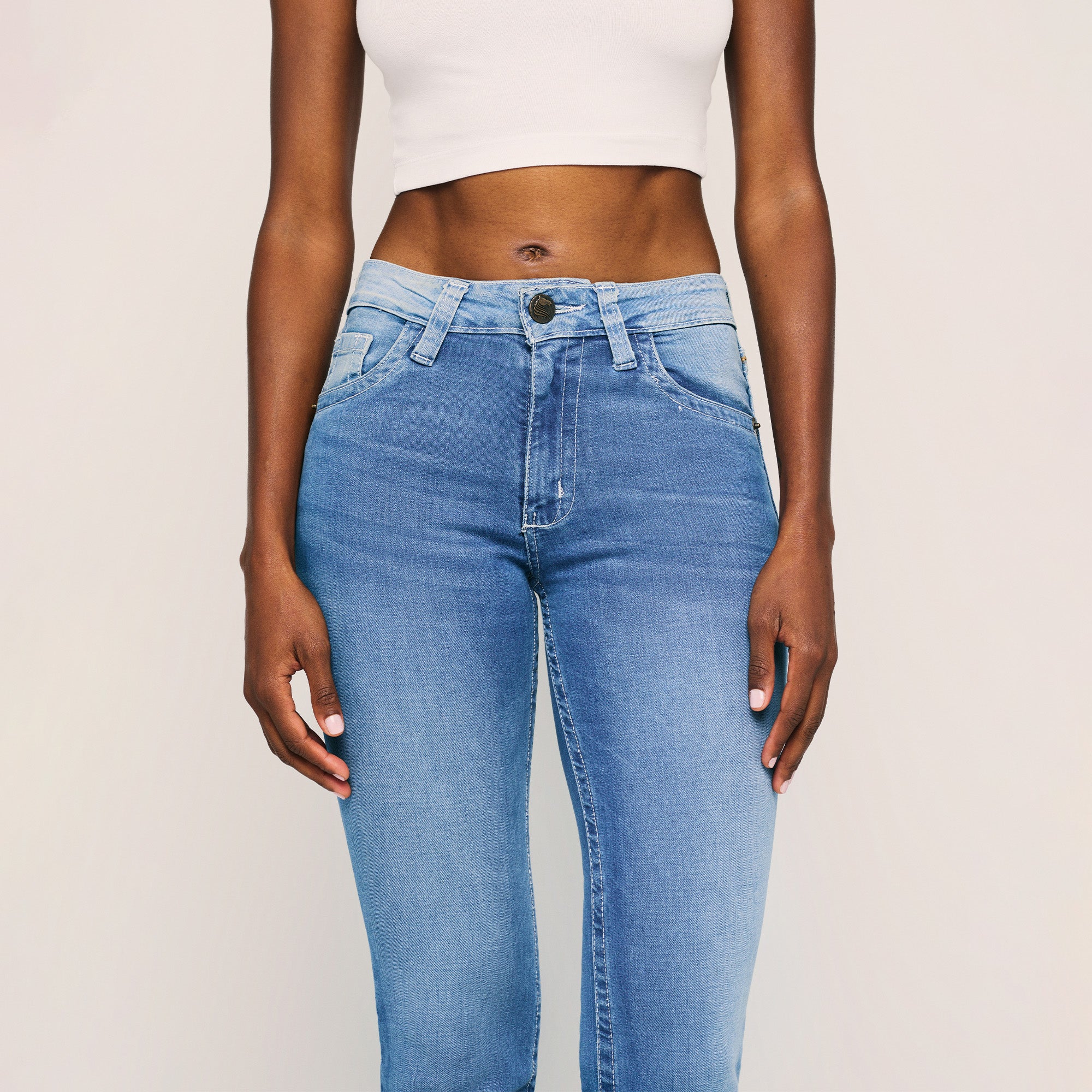 Image of Lazzo | Sophisticated P .U. Leather appliqué Boot-Cut Jeans