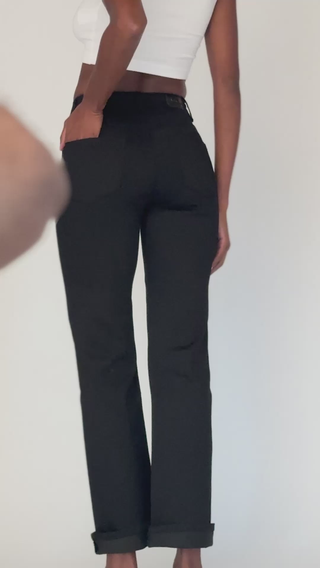 Image of High Waisted Straight Distressed Jeans. Style 1002